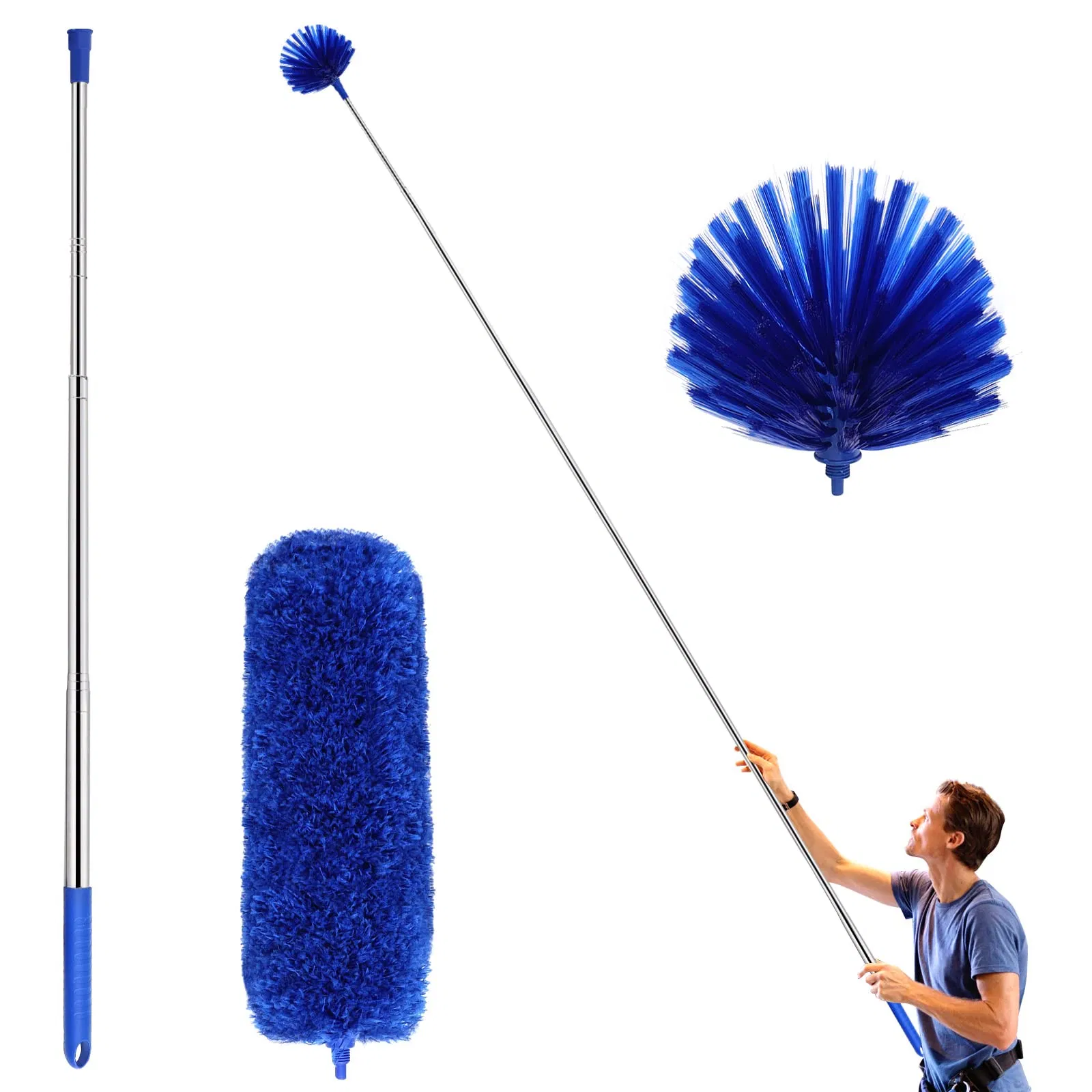 Extension Pole Cobweb Corner Brush Cleaning Kit Long Handle Ceiling Fan Duster