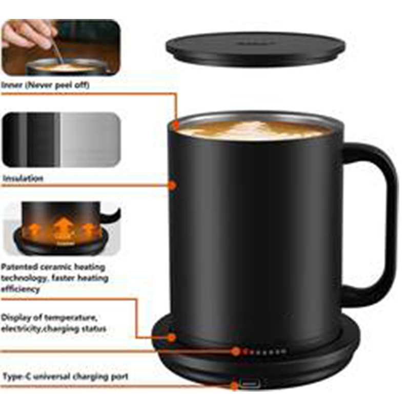 Temperature Control 55 Degrees Smart Mug, 14oz, Black, APP Controlled Heated Coffee Cup