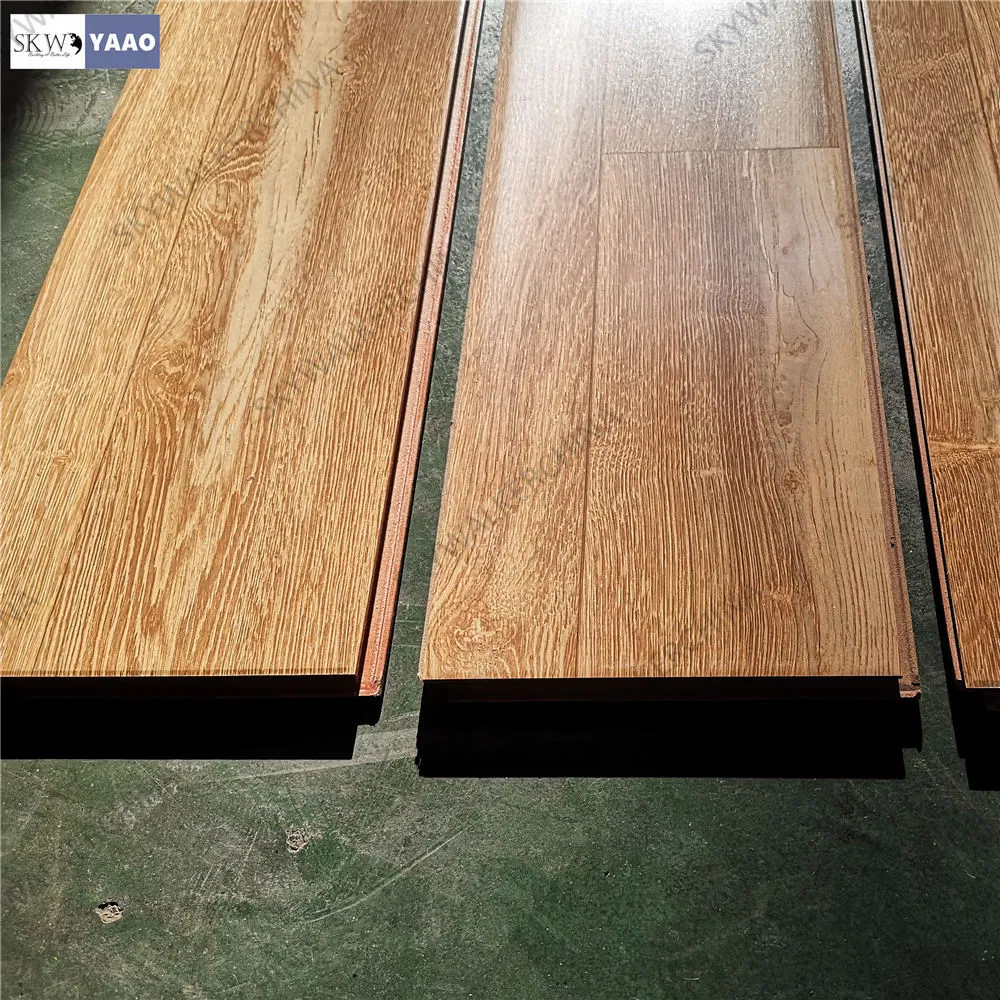 Popular Interior Non-Flammable Wood Grain Composite Flooring Laminate Waxed