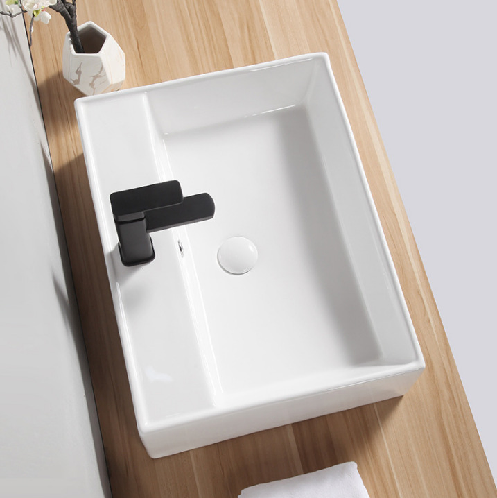 Nordic Modern Single Basin Vanity Small Rectangular Wall Hanging Hotel Ceramic Wholesale Bathroom Basin & Sink Washbasin Furnitures