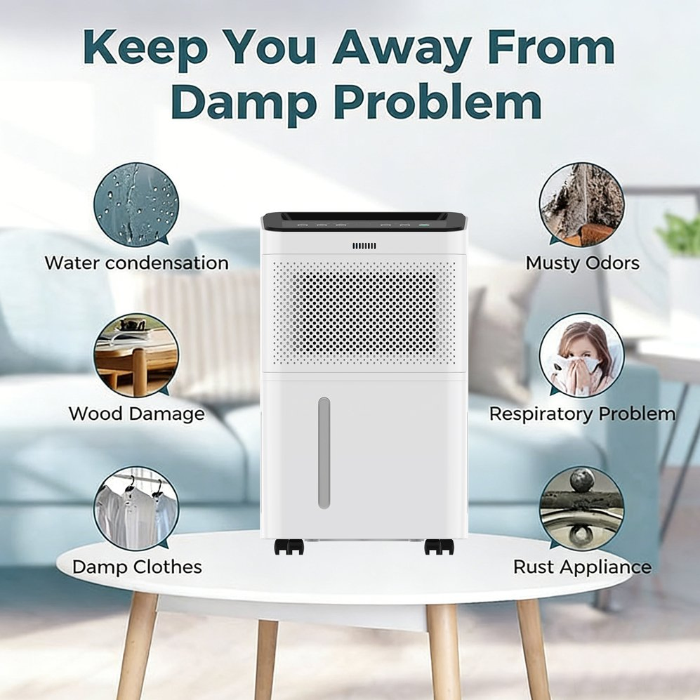 Smart 26L Auto Dehumidifier for Home and Basement Comfort