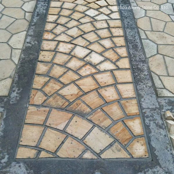 Sandstone Cobblestone on Mesh Landscaping for Swimming Stone Paving Floor
