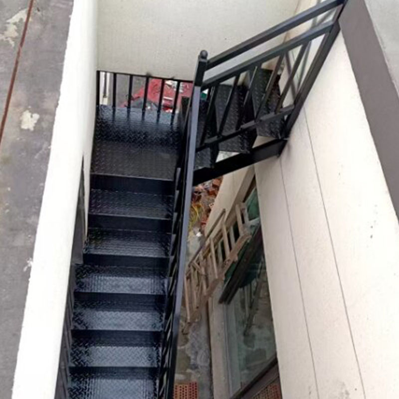 Customized Double-Sided Handrail Steel Structure Foundation Pit Staircase