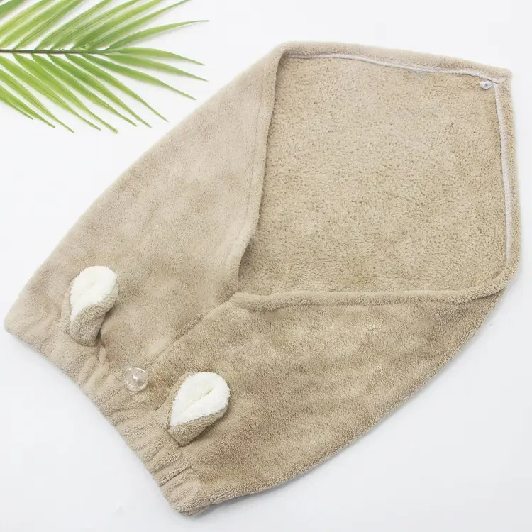 Hair Drying Towel Wrap with Rabbit Ears Hair Shower Cap