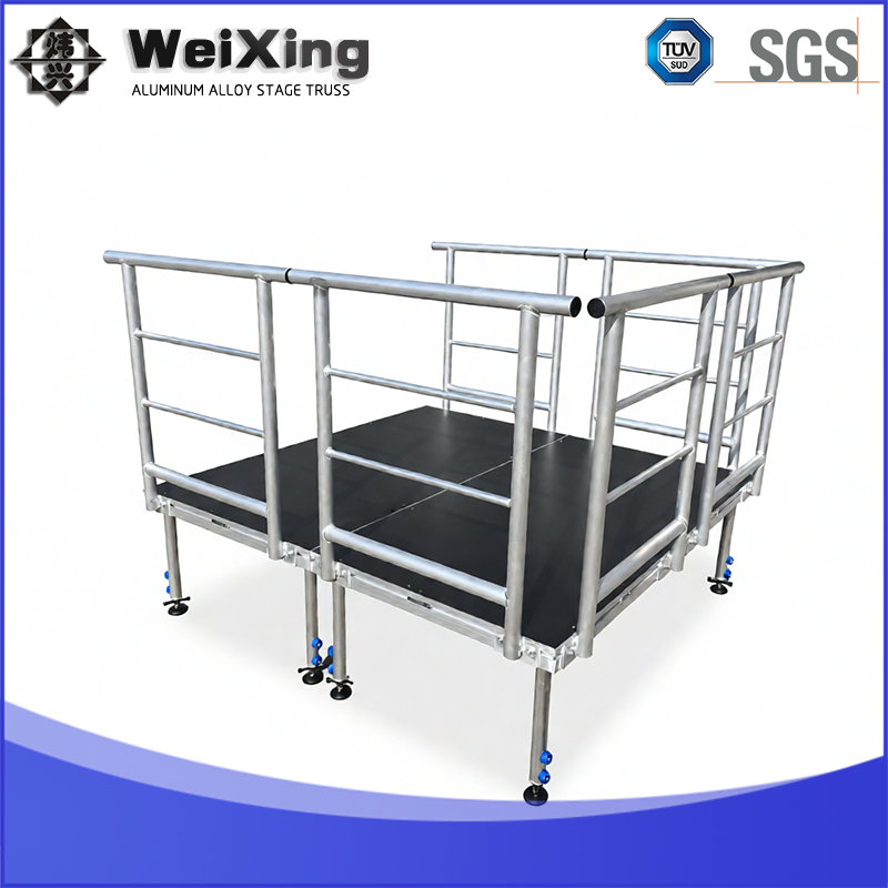 4X4FT Portable Outdoor Aluminium Alloy Quick Installation Event Church Podium Stage Truss Display with Safety Railing Fence