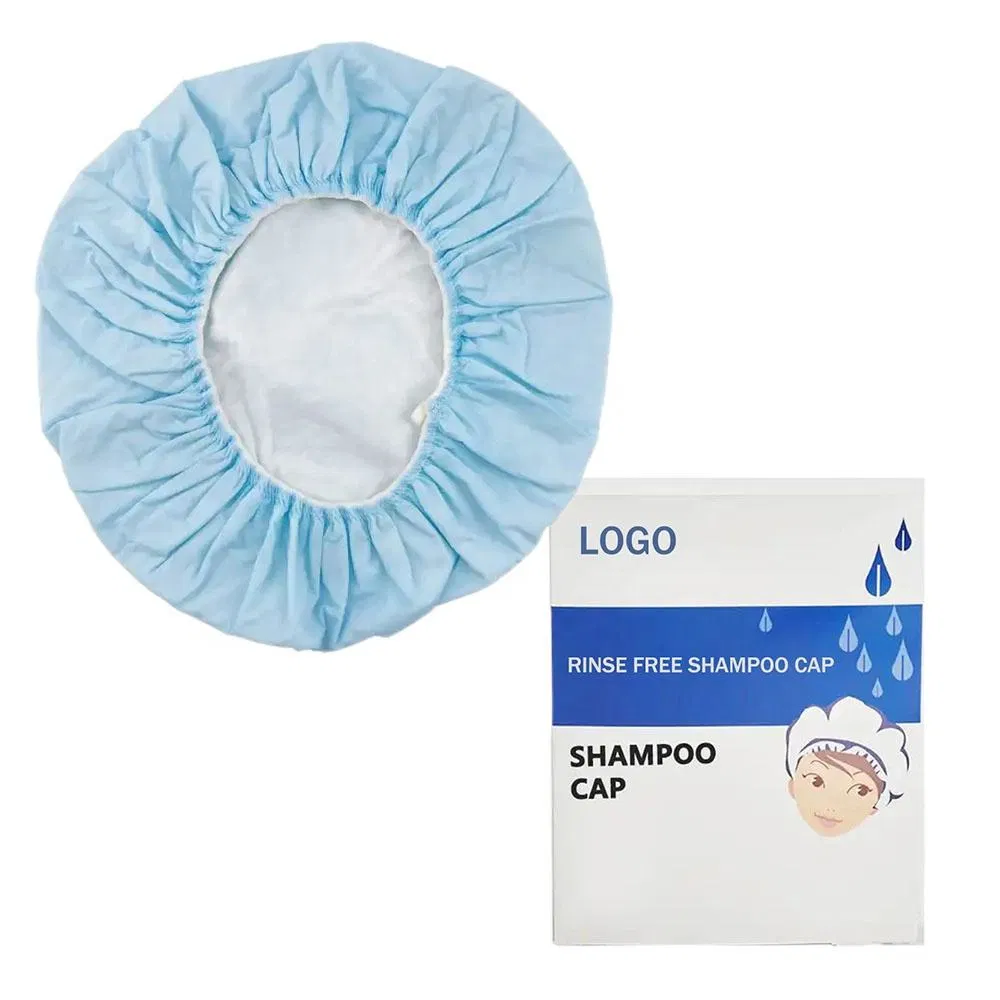 Customized Package Disposable Med-Cover Rinse Free Shampoo Wet Cap No Water Use Practical for Hospital & Travel Hiking Camping