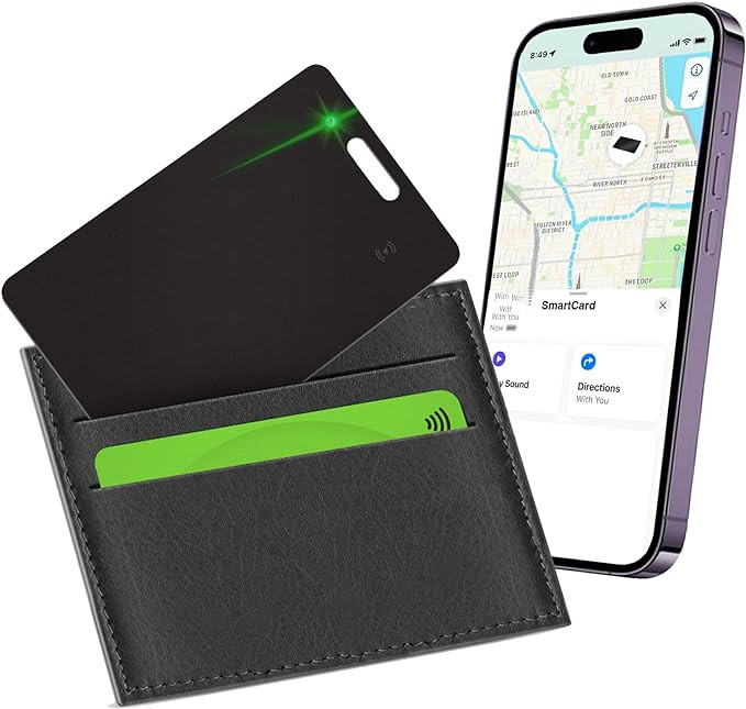 Wallet Tracker Card, Wireless Charging Wallet Finder. Works with Apple Find My (iOS Only) , Item Tracker for Wallet, Luggage Tags, Phone, Passports and More