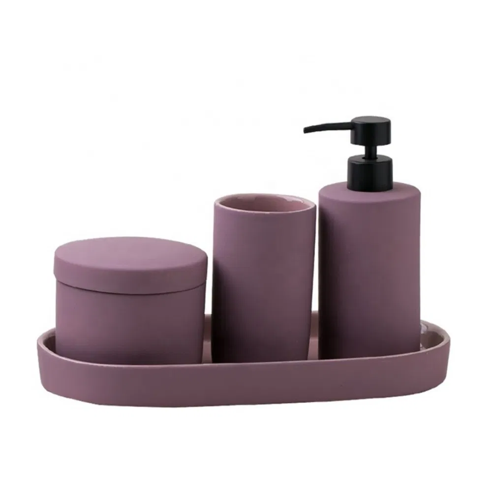Customize Red Ceramic Bathroom Accessories Set Bathroom Set Accessories