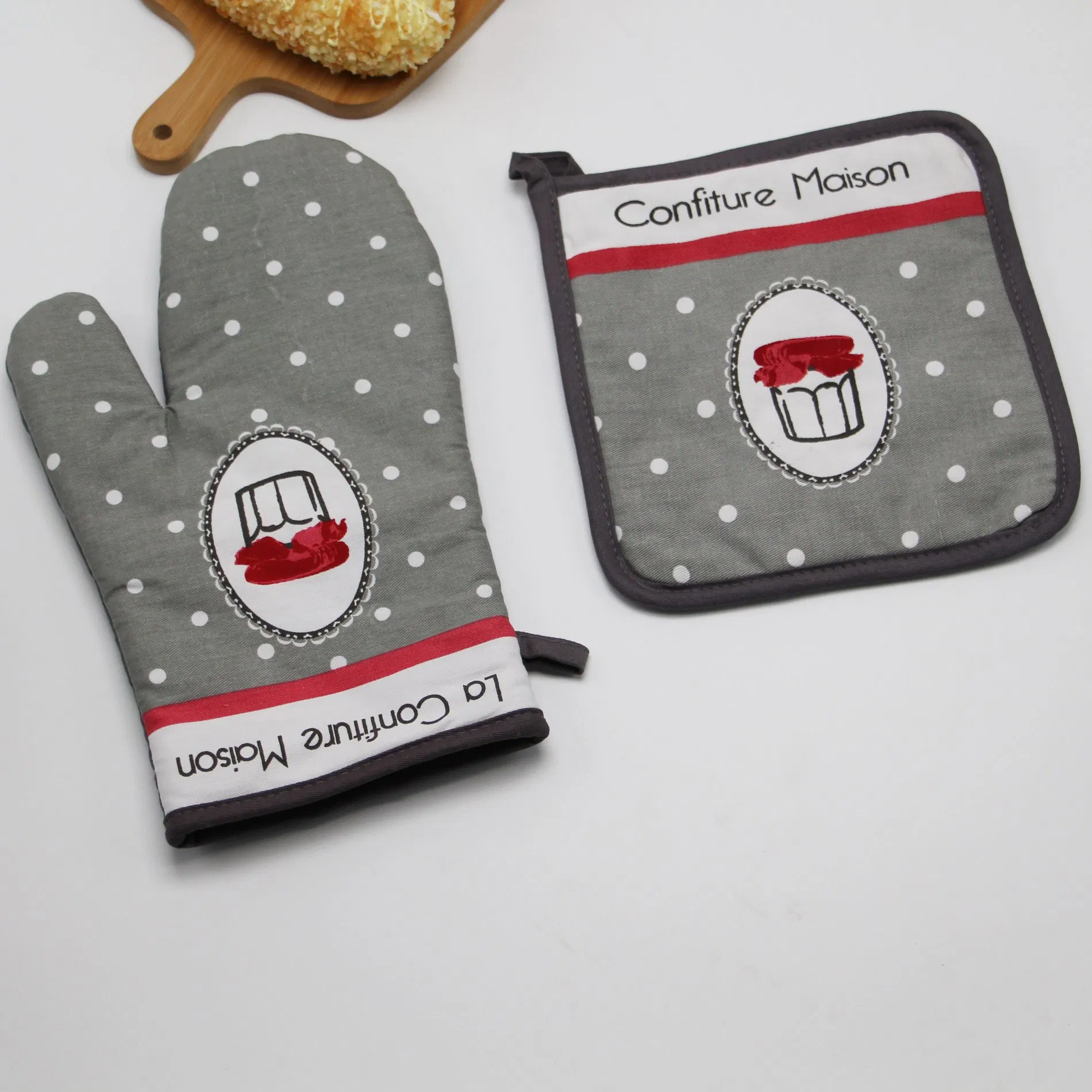 Manufacturers Wholesale Gray Point Heat Insulation Customization Oven Mitts and Pot Holder