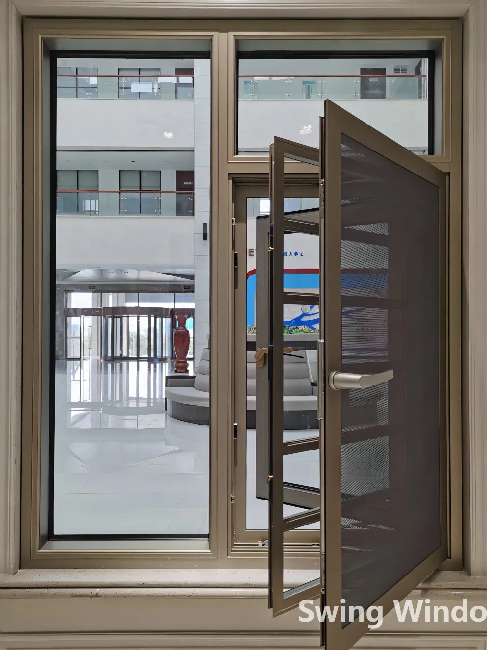 Thermally Broken Bullet Proof Windows Double Glass Casement Aluminum Window Swing Customized Modern