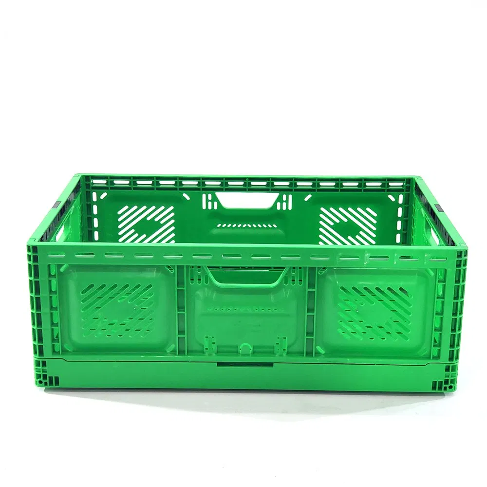 Agricultural Vented Mesh Plastic Moving Crate Fruit Foldable Plastic Crate Stackable Plastic Basket