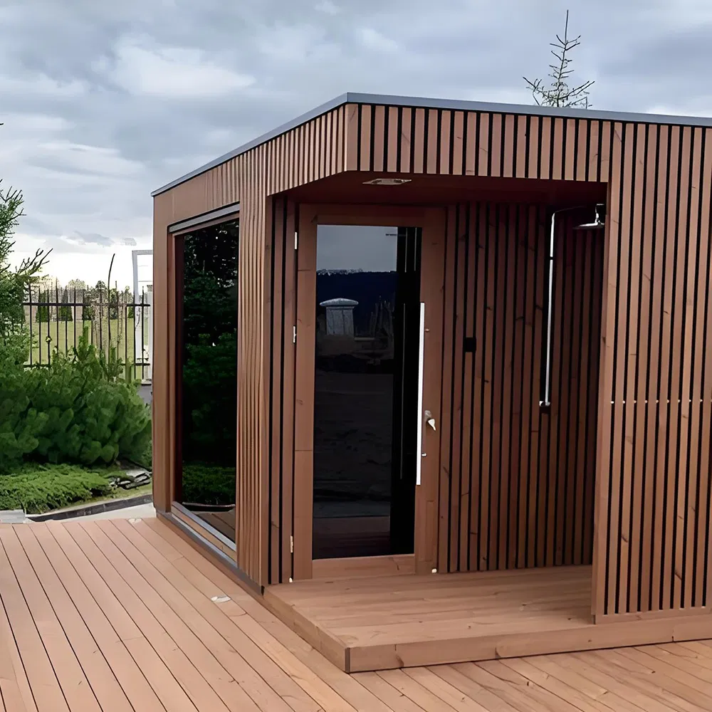 Modern Red Cedar Electric Sauna for Outdoor Relaxation