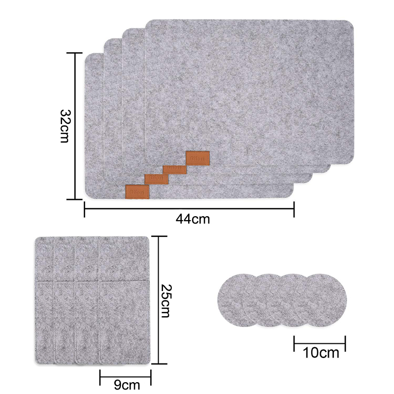 Heat Resistant Washable Place Mat Felt Table Placemats with Coaster and Felt Knife and Fork Bag