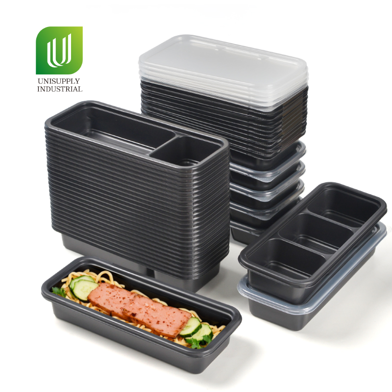 Strip Containers Divided Food Storage Containers Takeaway Bento Box with PP Lid
