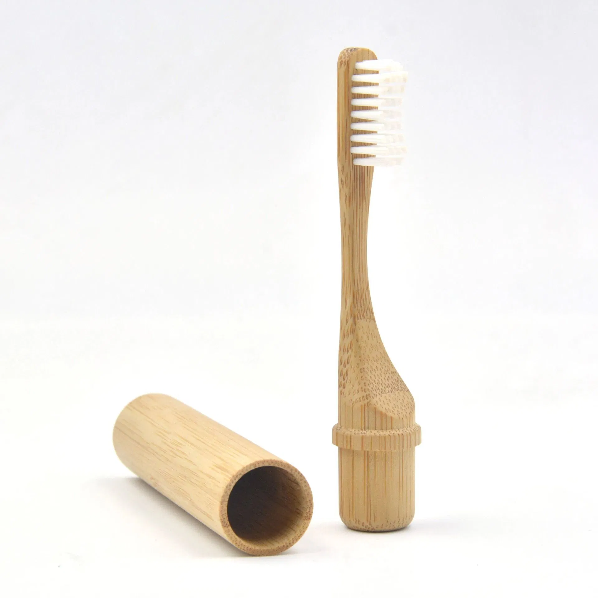 Portable Soft Nylon 6 Replaceable Head Travel Biodegradable Bamboo Toothbrush with Holder
