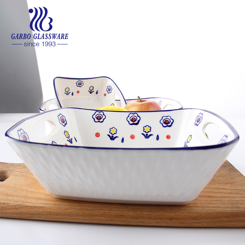 Promotion Porcelain Heat-Resistant Deep Baking Dish with Handle Food Grade Baking Pan Tc65060970-Yc2