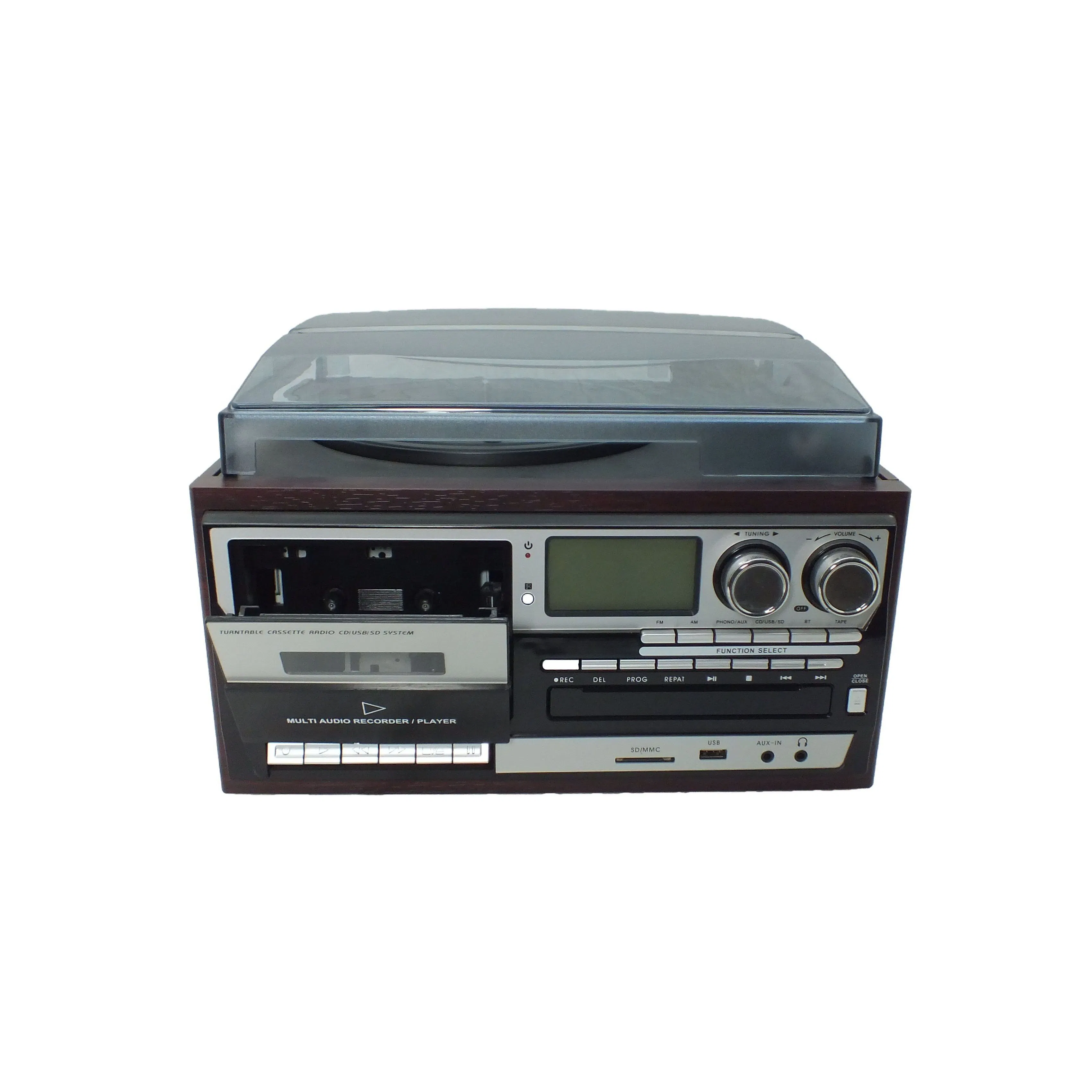 Classic Vintage 7-in-1 Audio Turntable with Cassette and CD Player