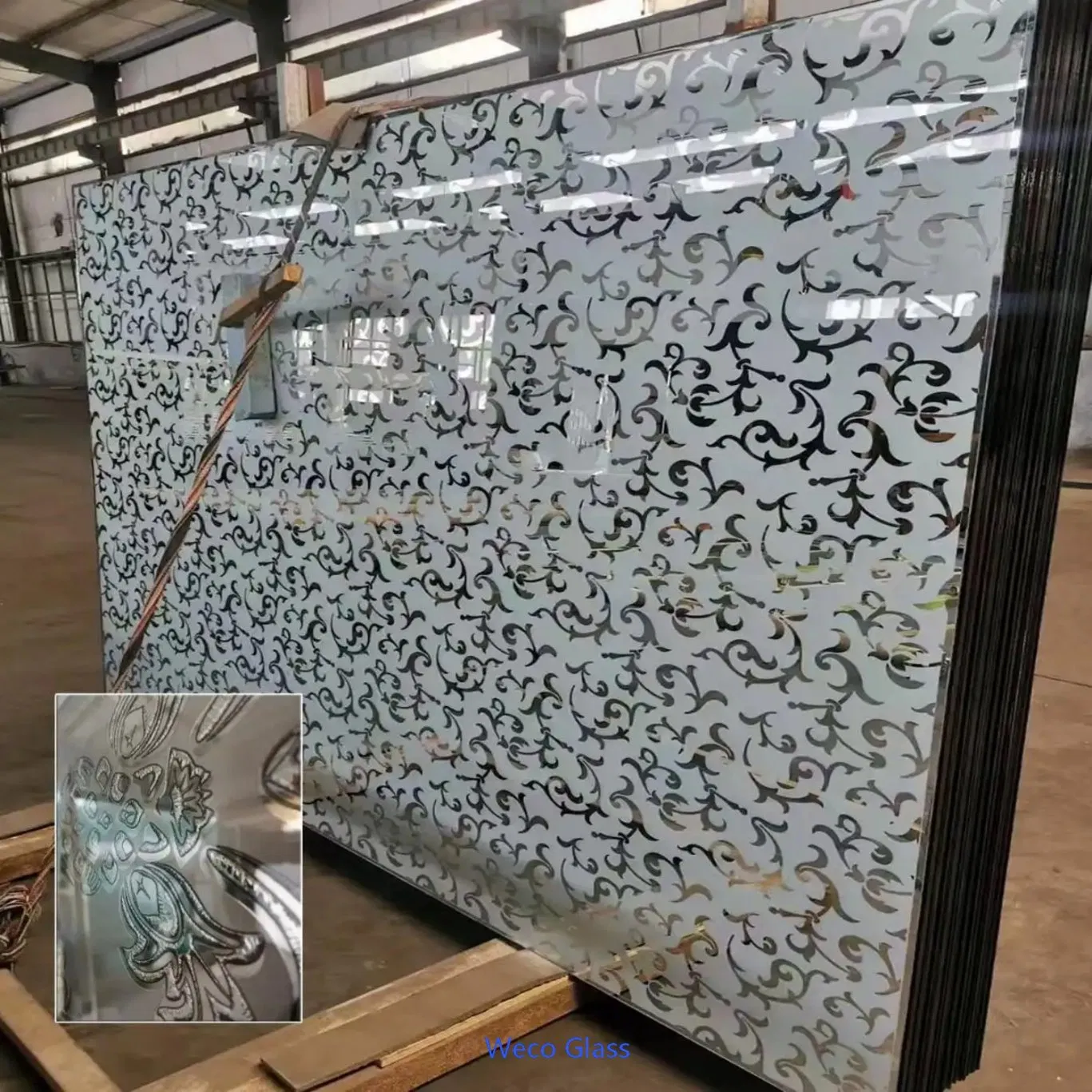 China Factory Supplier Decorative Patterns Acid Etched Glass for Back Painted Applications.