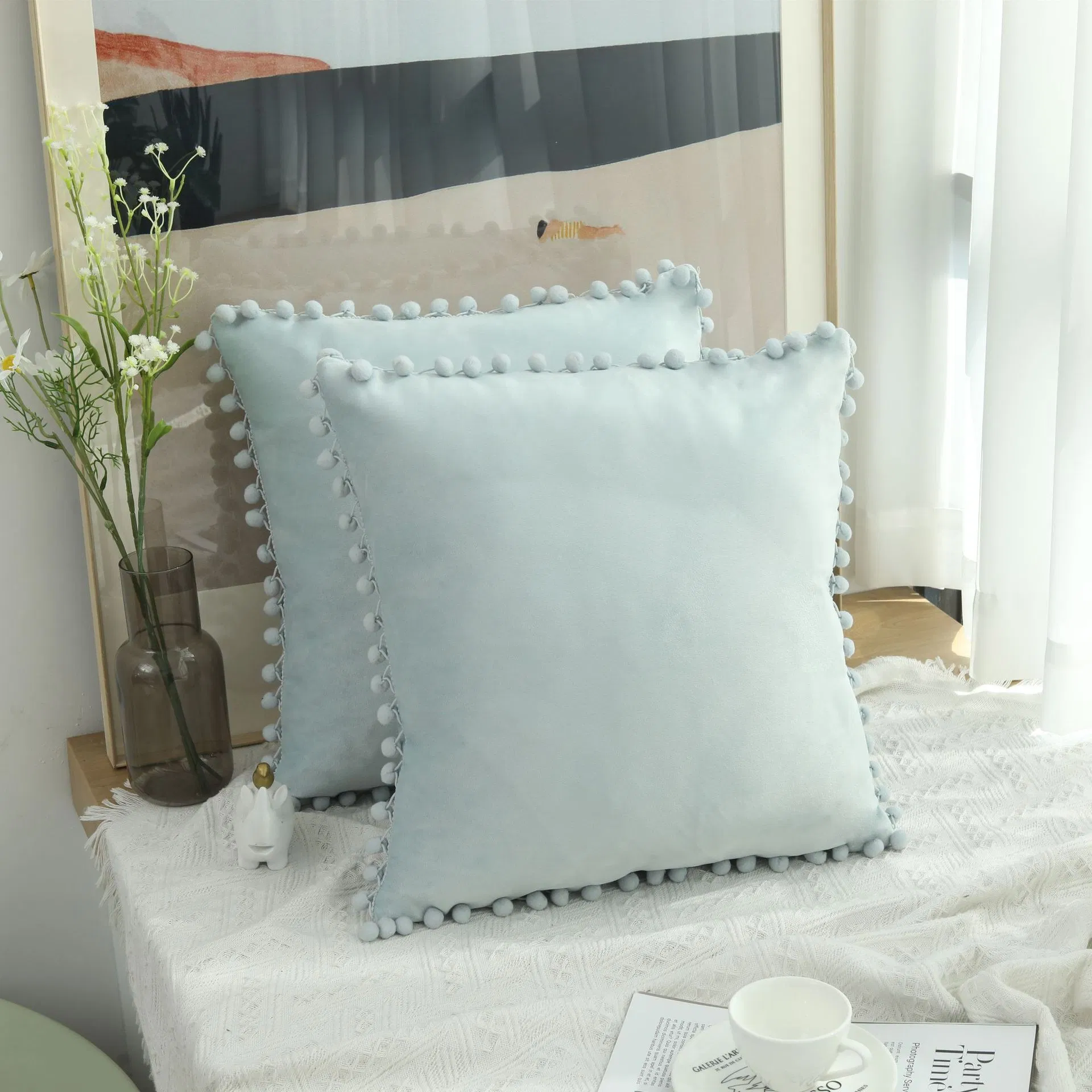 Velvet Cushion Case, Cute and Soft Square Throw Pillows for Bed