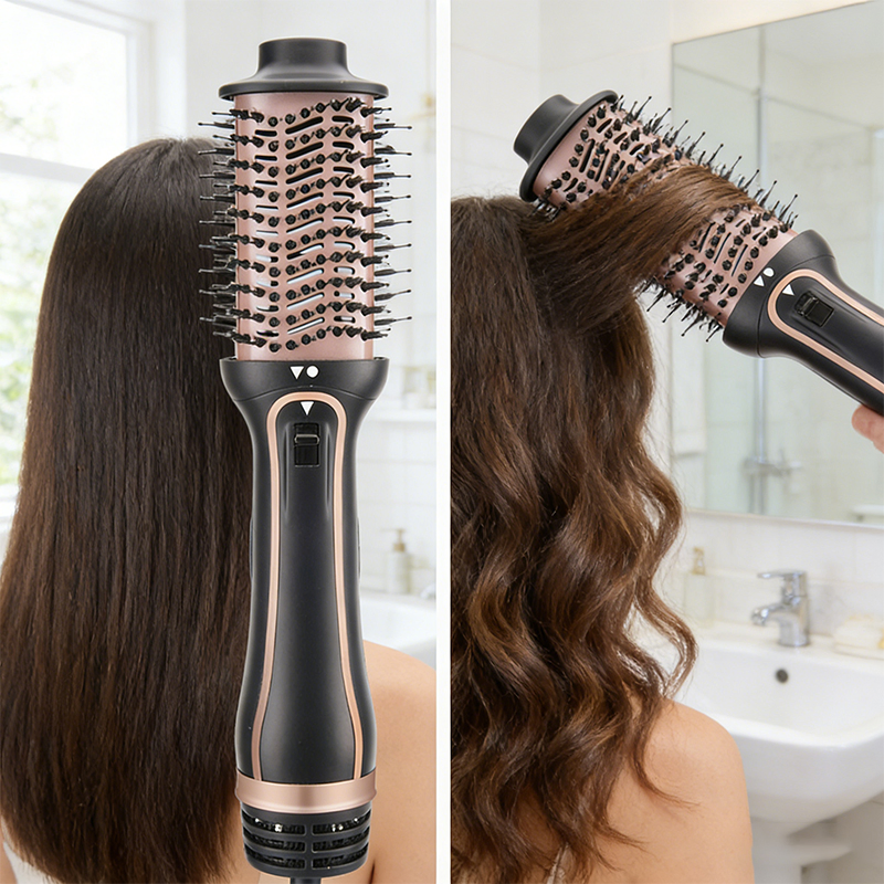 Hot Air Brush 2 in 1 Hair Straightner & Curler with Negative Ion