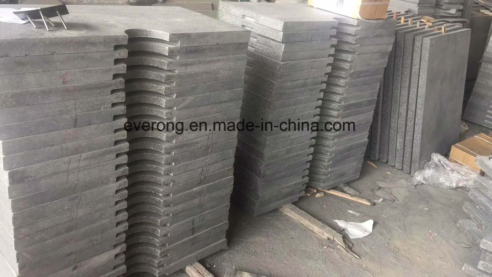 G684 Black Basalt Stone Stairs/Steps/Tread with Flamed&Polised Surface