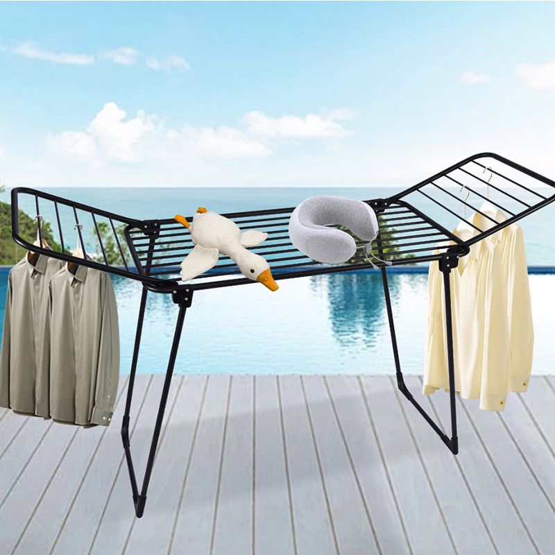 Sanipro Black Foldable Indoor Baby Clothes Drying Rack Wing-Shaped Multi-Functional Balcony Collapsible Laundry Hanger Dryer