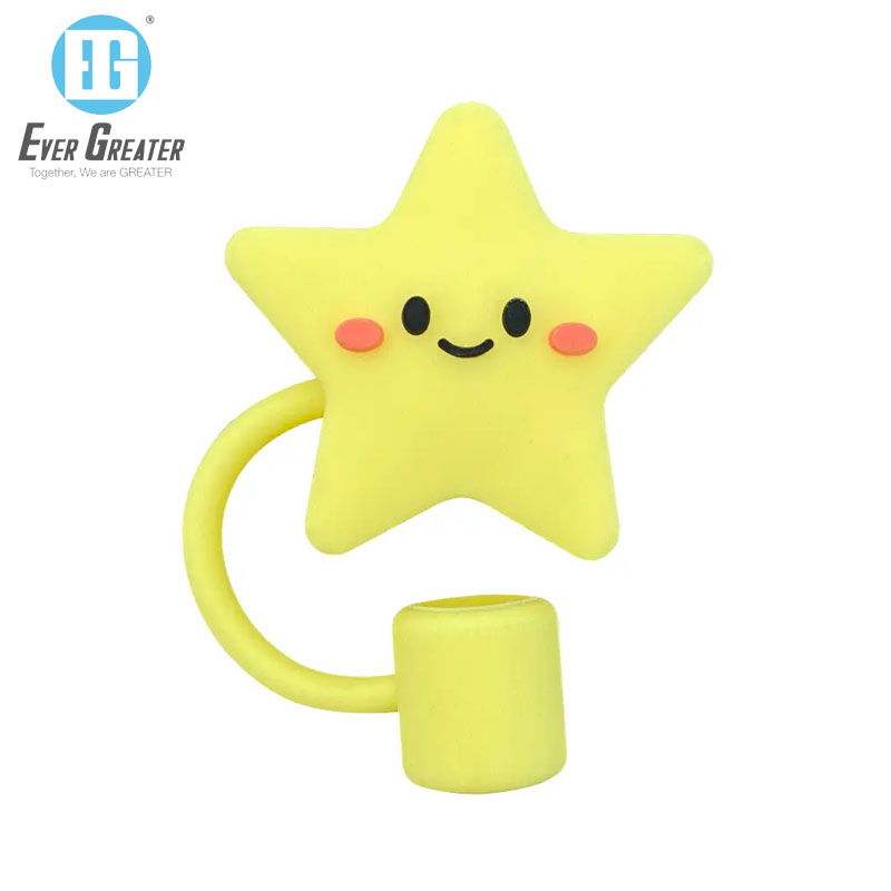 10mm Reusable Straws Tips Dust Toppers Star Covers Silicone Drinking Straw Toppers