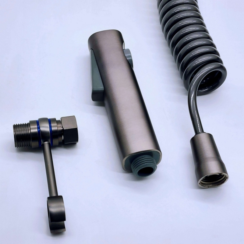 Tesrin Gun Grey Stainless Steel Toilet Spray Gun with High Pressure Flush Head for Kitchen and Restroom Use