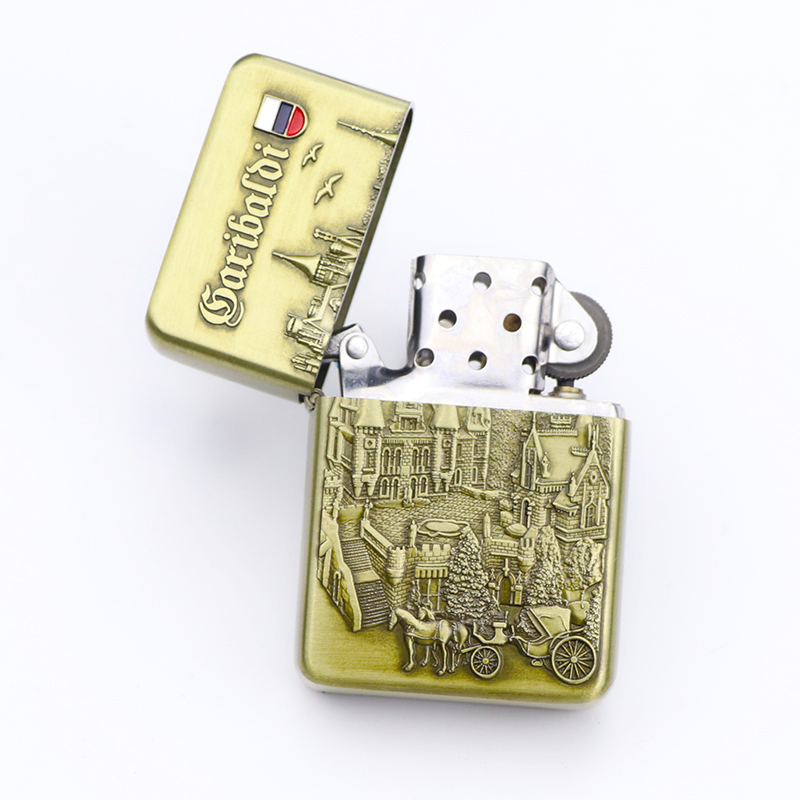 Custom Logo Pocket Souvenirs Metal Windproof Lighter Cigarette Kerosene Oil Lighters