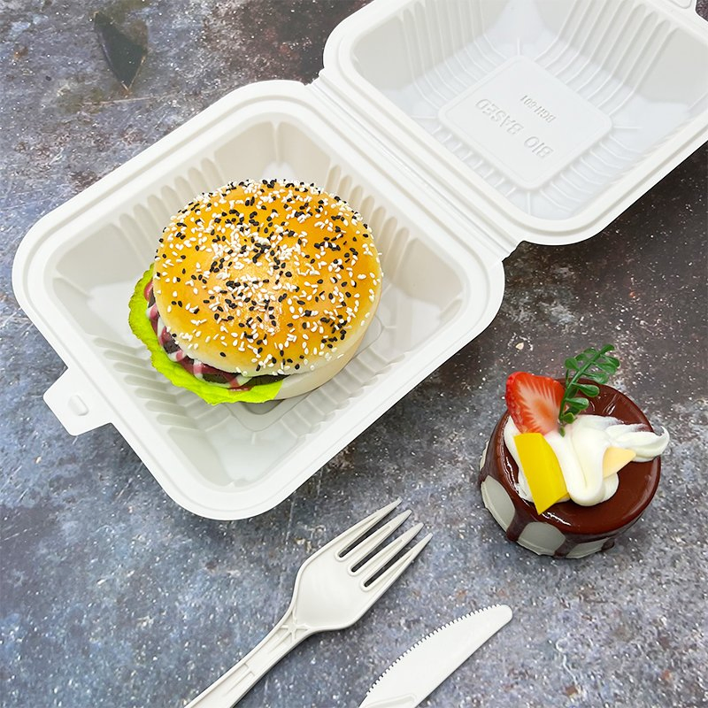 Meal Packaging Biodegradable Hamburger Container Take out Burger Clamshell Boxes