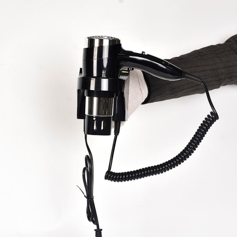 Hotel Bathroom Black Wall Mounted Hair Dryer with Cold Shot