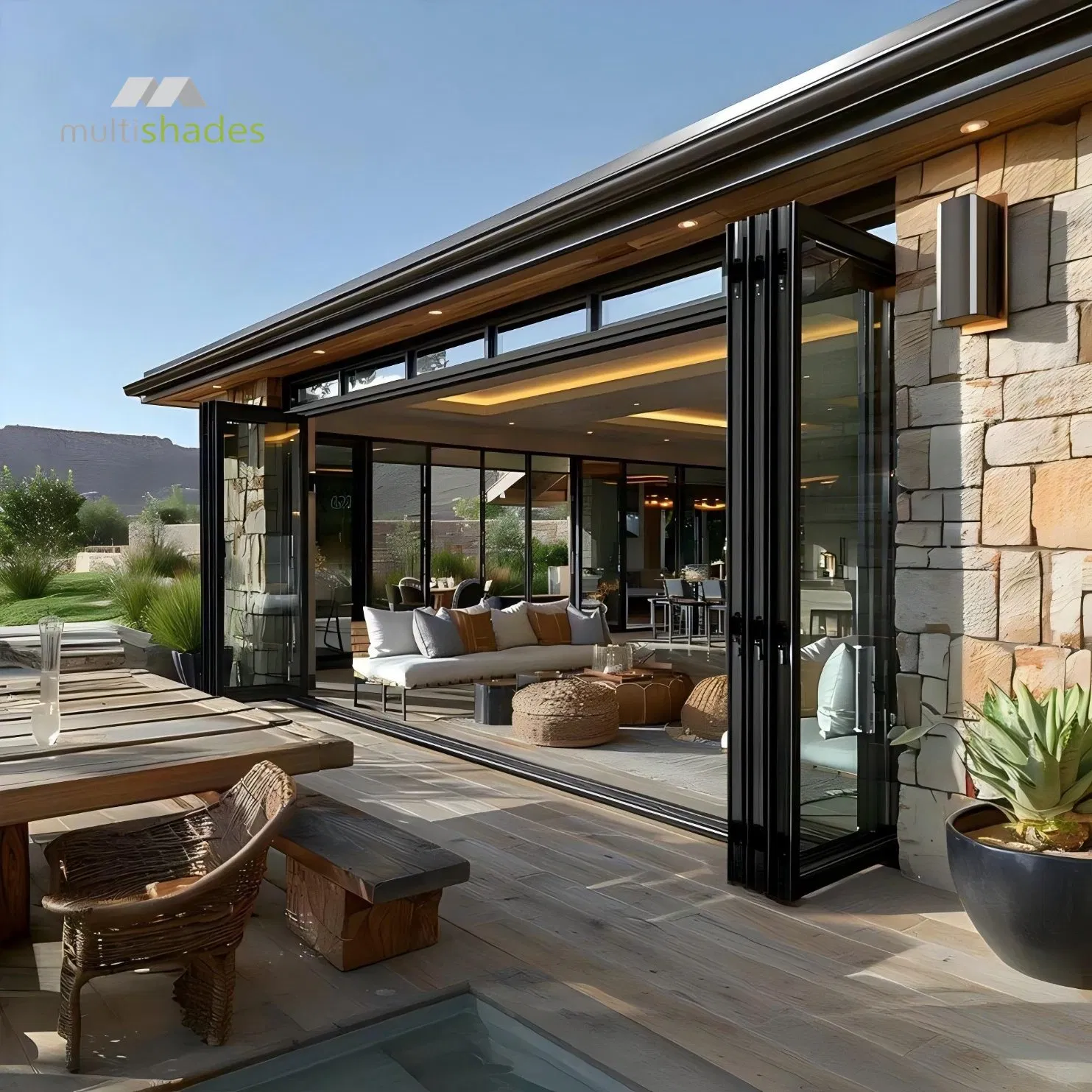 Multishades Anti-Pinch Folding Door High-End Bi-Fold Door Modern Folding Glass Door High Quality Aluminum Profile Accordion Door