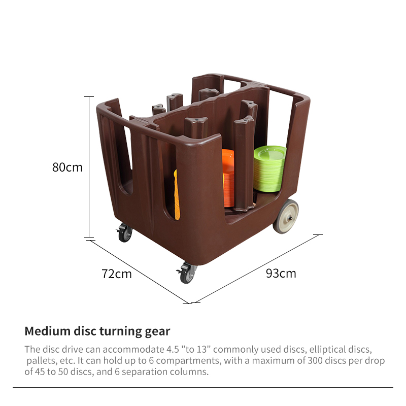 Large Size Restaurant Plates Storage Trolley Adjustable Plastic Dishes Rack Cart