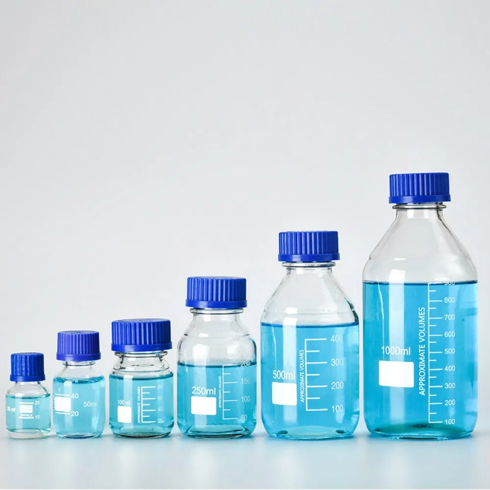 Lab Glassware High Borosilicate 3.3 Glass Reagent Bottle Media Bottle with Blue Screw Cap 100-20000ml