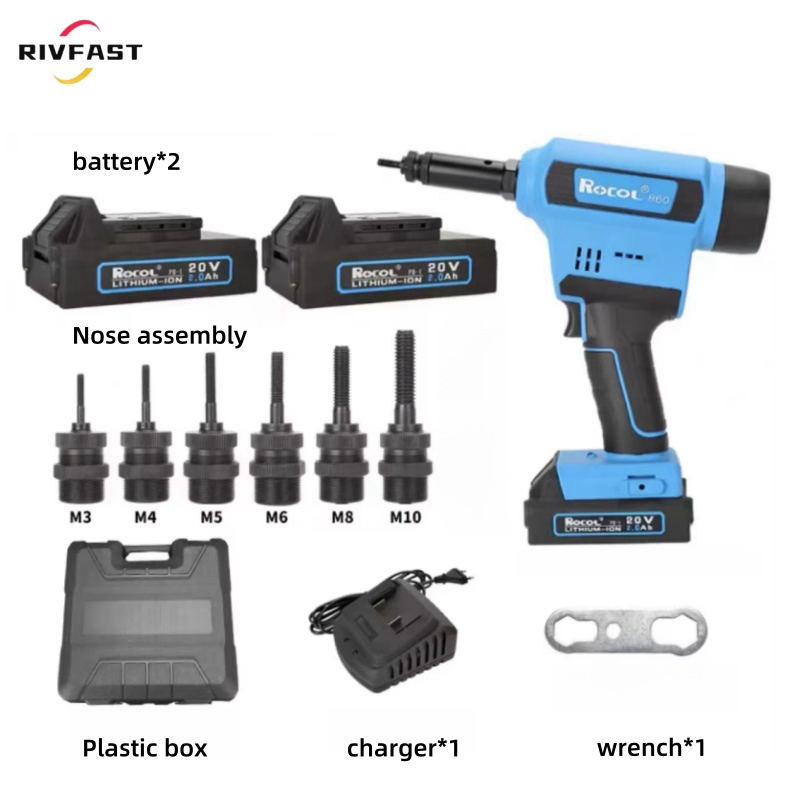 Cordless Rivet Nut Gun Set, Portable Battery Powered Pop Rivet Insert Installation Tool.