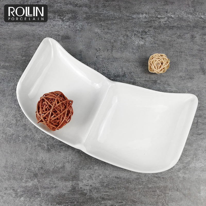 Wholesale Tableware Ceramic Divided Plate Porcelain Plate