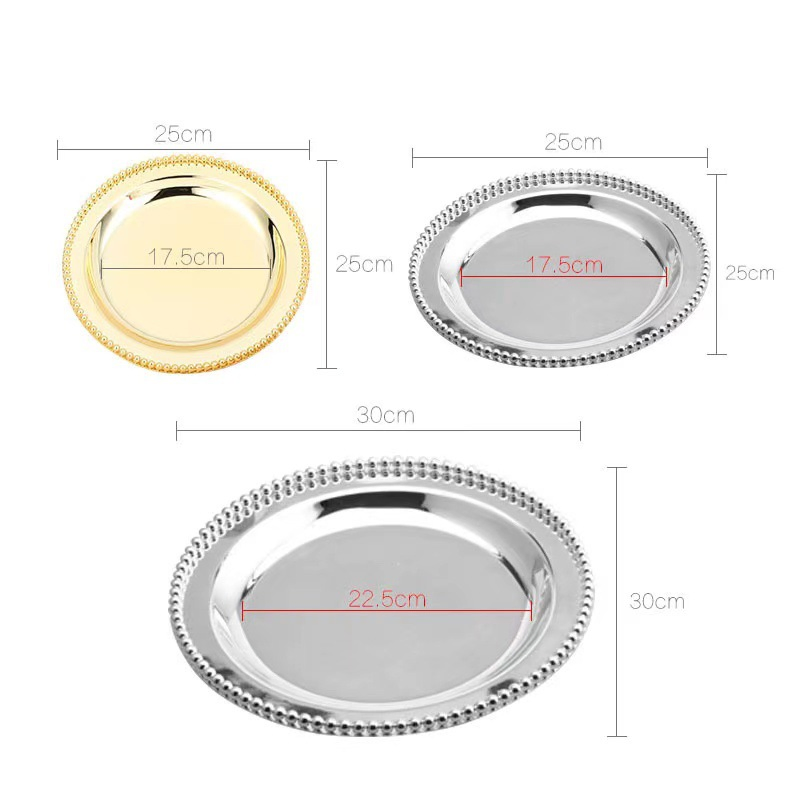 Wedding Metal Gold or Silver Plated Beaded Charger Plate for Party Banquet