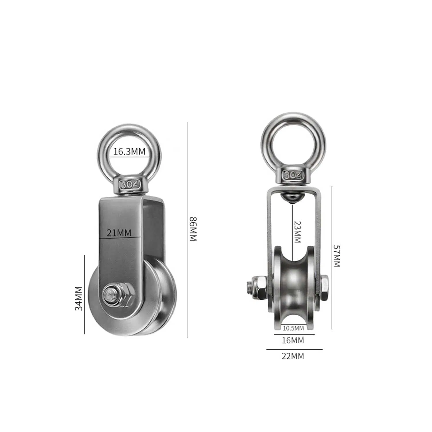 304 Stainless Steel Window Roller Cable Pulley Silence Swivel Pulley V/U/Y-Bearing Track Wheel