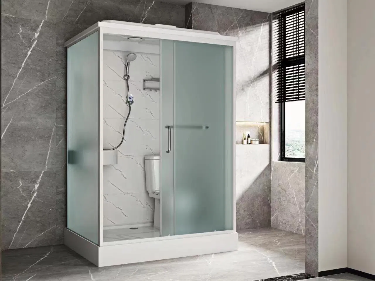 Quick Install Shower Room with Toilet Prefab Modular Unit All in One Bathroom Pods Ceiling Integrated Bathroom Heater
