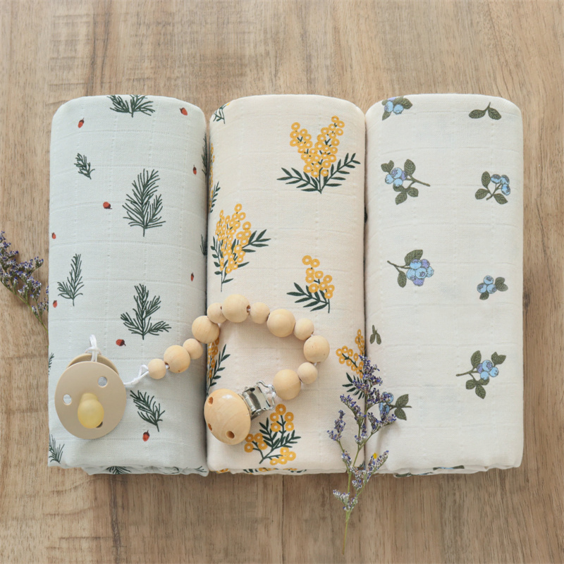 Baby Muslin Swaddle Blankets Custom Print Baby Bamboo Muslin Wrap Infant Swaddle Blanket 100% Cotton Baby Swaddle Muslin Swaddle