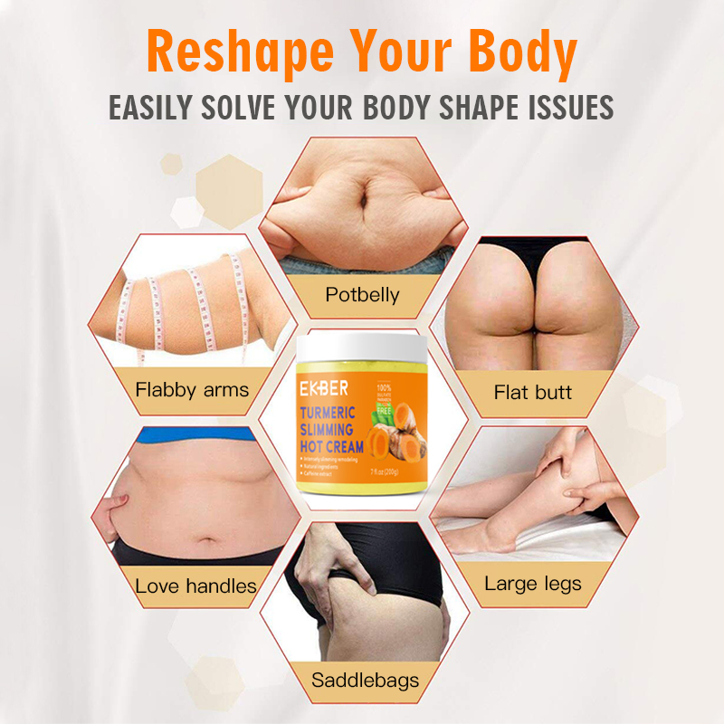 Tiktok Hot Bulk Sale Natural Ingredients Tummy Abdomen Fat Burning Anti-Cellulite Turmeric Slimming Hot Cream