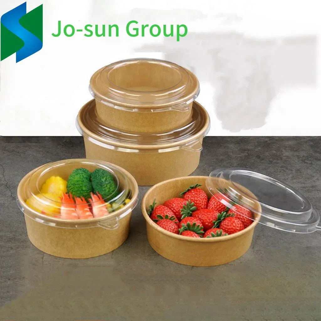 Eco-Friendly Disposable Custom Printing Noodle Rice Hot Food Salad Soup Waterproof and Grease Proof Brown Kraft Paper Soup Bowl