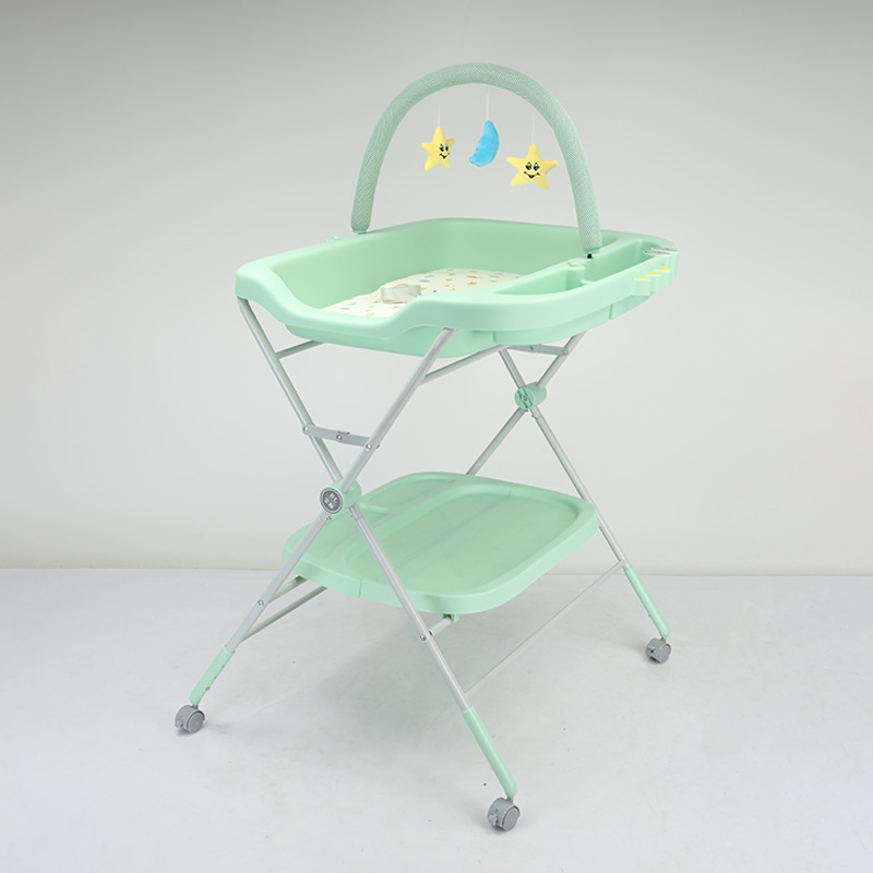 Foldable Baby Diaper Table Folding Portable Changing Table with Wheels