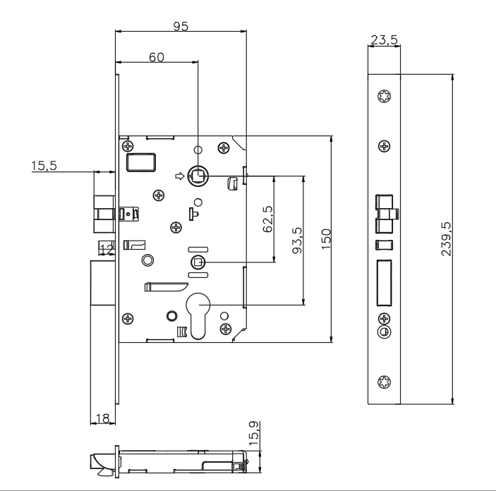 High Quality Modern Design Black Customed Bedroom Card Reader Electronics Smart Hotel Mechanical Key Door Lock with RFID Key Card with Free Software