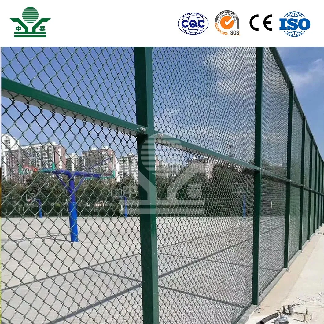 Zhongtai Tennis Court Chain Link Fence China Suppliers PVC Coated Iron Pipe Stadium Chain Link Fence 60mm X 60mm Retractable Stadium Chain Link Fence