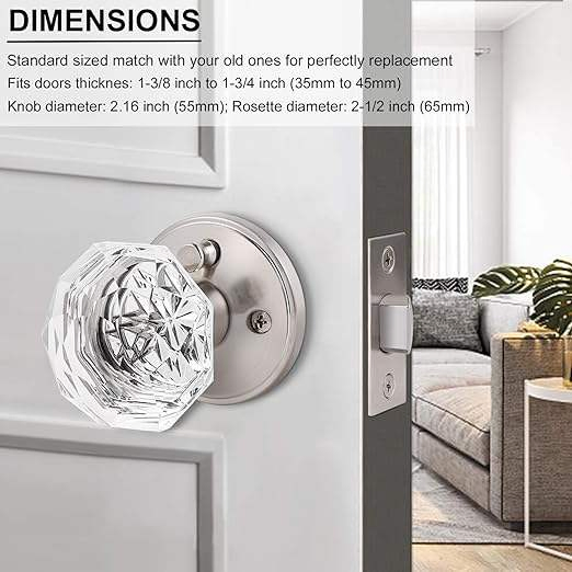 Glass Door Knob with Lock Crystal Bedroom Door Lock Brushed Nickel Glass Privacy Door Knob