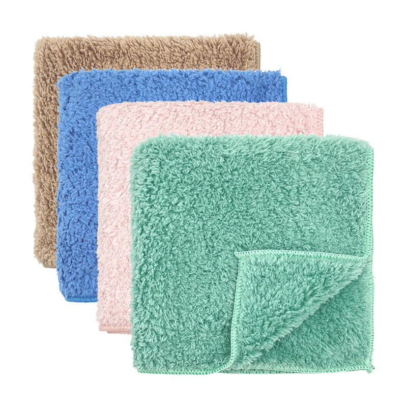Esun Nonstick Oil Washable Super Absorbent Coral Fleece Dish Towels for Kitchen
