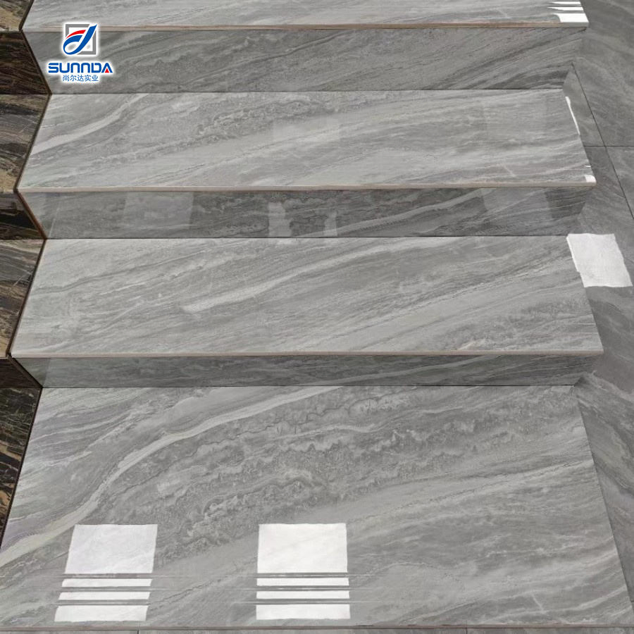 Staircase Step Tiles Landing Platform Matching Glazed Polished Glossy Matte Surface Groove Lines Plated Gold Silver House Hotel