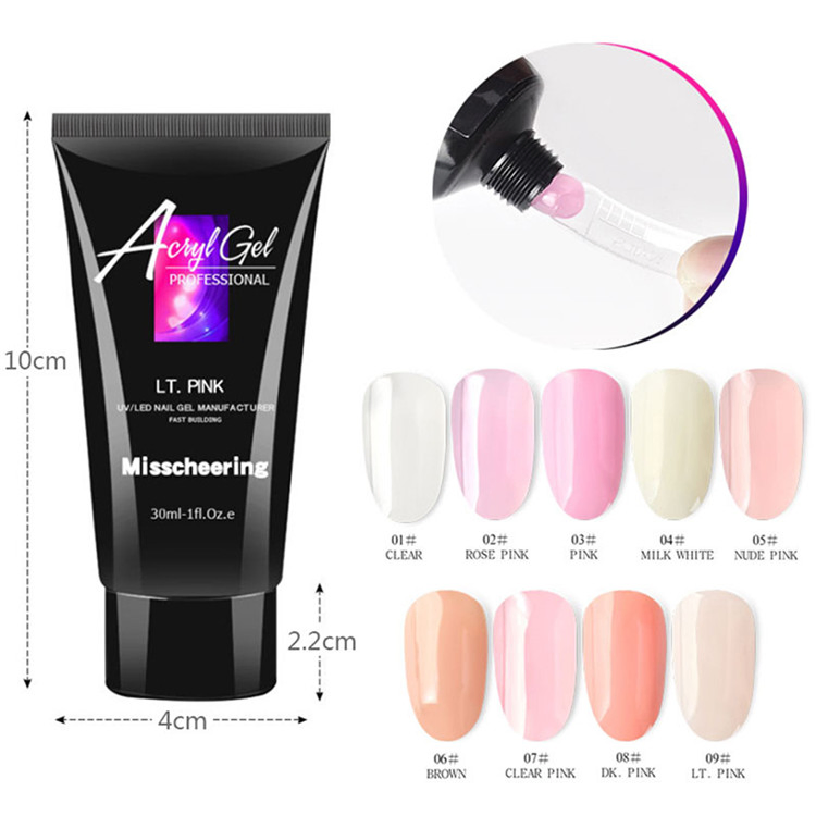 9 Pure Color Professional Painless Acrylic UV Extension Extended Builder Gel Polish Kit