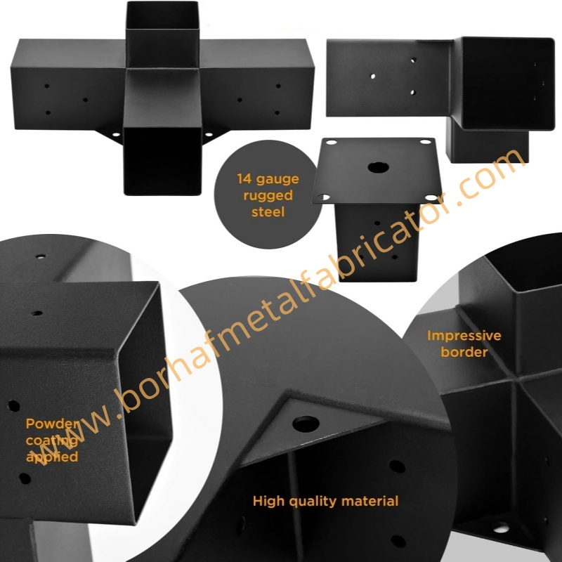 Steel Adjustable Angle Pergola Gazebo Brackets for 3 Post Wood Beam